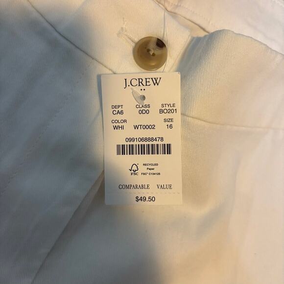 NWT J.Crew White Chino Shorts Size 16 | Mid Rise 7” Inseam Summer Classic - Picture 5 of 5